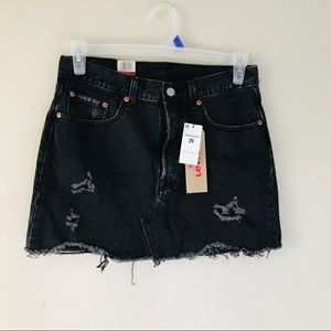 Levi Black Deconstructed Mini Distressed Skirt